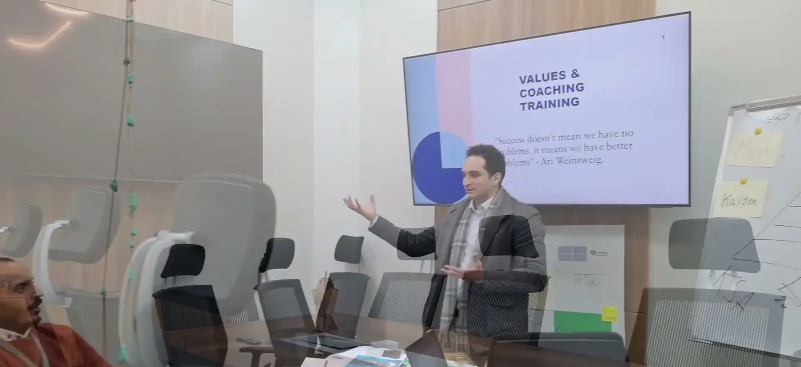 A trainer leading a values and coaching session